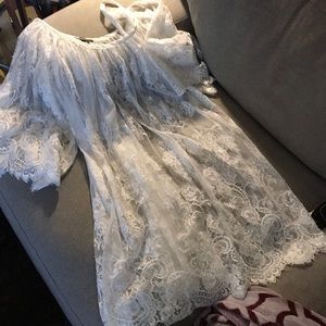 swim suit cover up (white lace)